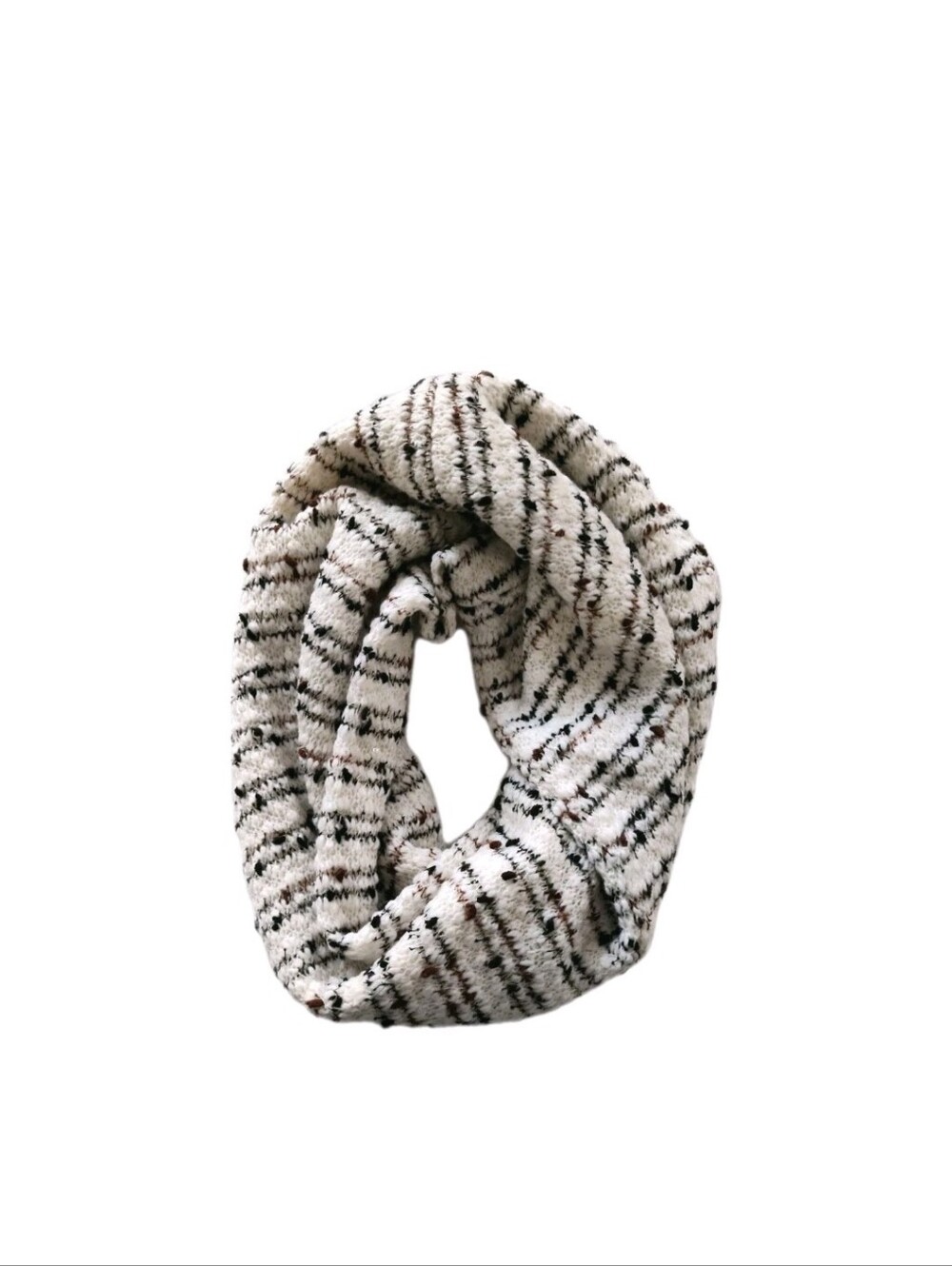 Madison 88 Anthropologie Wool Blend Twisted Infinity Scarf Cream Brown Cozy Warm